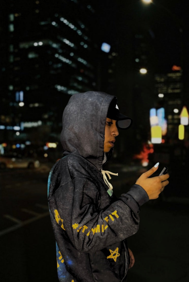 Mizfit Essentials “Glow From Within” Black Galaxy Hoodie