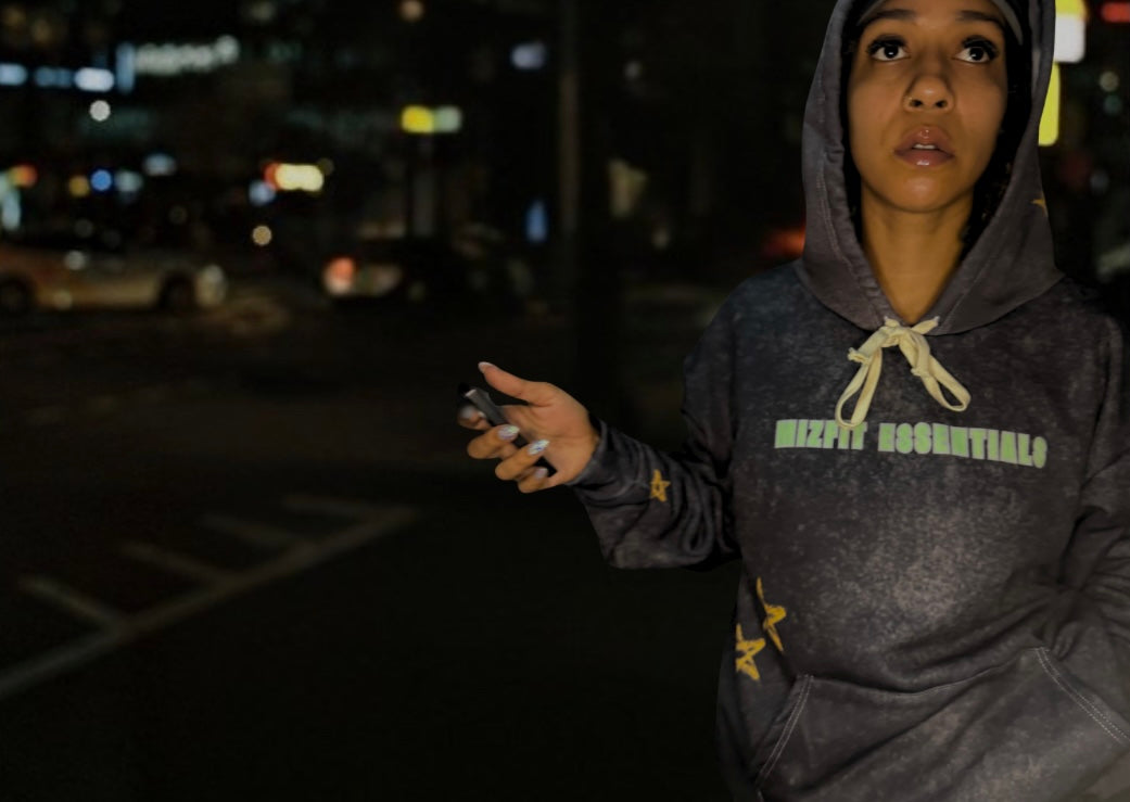 Mizfit Essentials “Glow From Within” Black Galaxy Hoodie