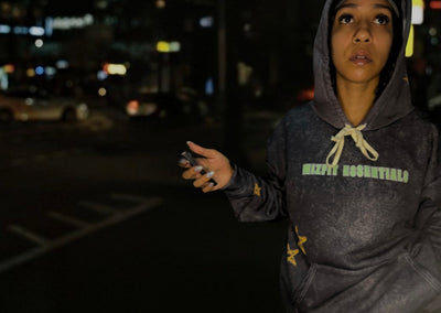 Mizfit Essentials “Glow From Within” Black Galaxy Hoodie