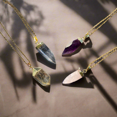 Glow Necklace – Crystal Quartz, Rose Quartz & Amethyst Pendant - Mizfit Essentials