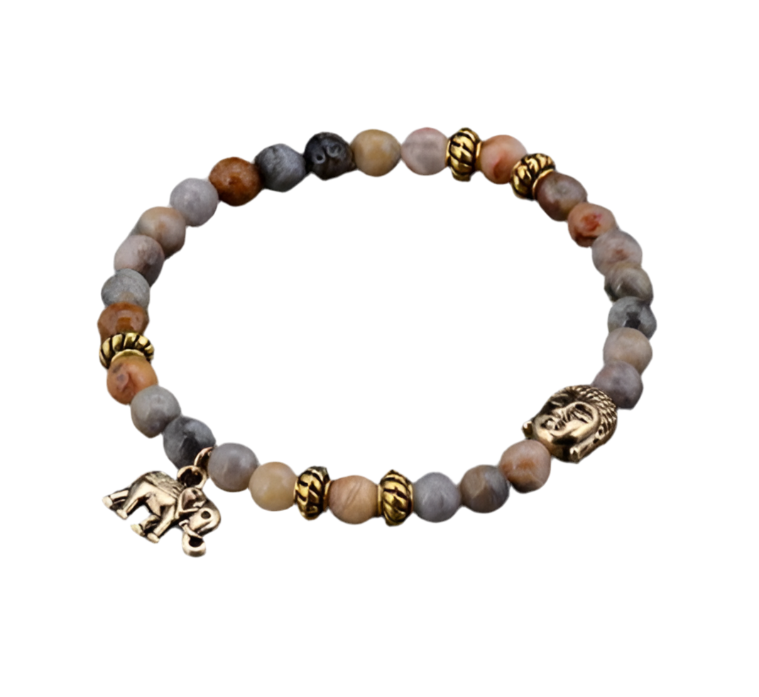 Elephant & Buddha Charm Bracelet – Turquoise Meditation Beads - Mizfit Essentials