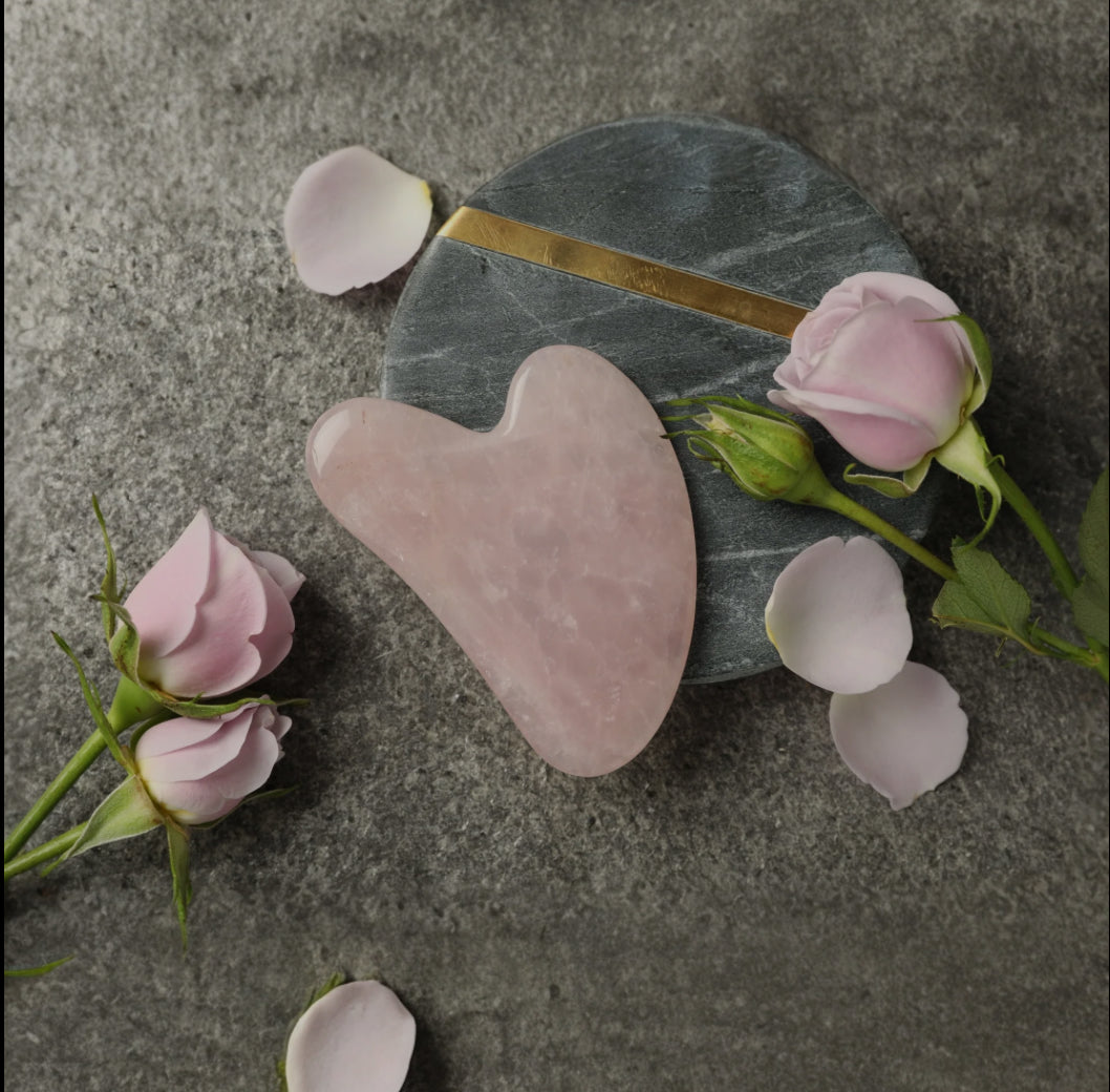 Mizfit Essentials™ Rose Quartz Gua Sha – Radiance Face Massage Tool - Mizfit Essentials