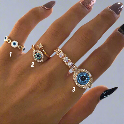 Adjustable Evil Eye Ring – Zircon Charm Protection Jewelry - Mizfit Essentials