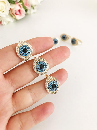 Adjustable Evil Eye Ring – Zircon Charm Protection Jewelry - Mizfit Essentials