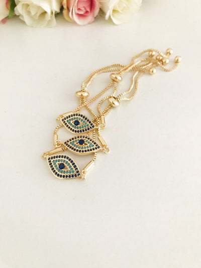Mizfit Gold Evil Eye Bracelet – Turkish Cuff Chain Protection Jewelry - Mizfit Essentials